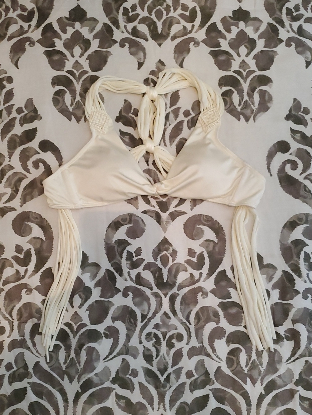 Victoria's Secret Cream Fringed Macrame Bikini Top